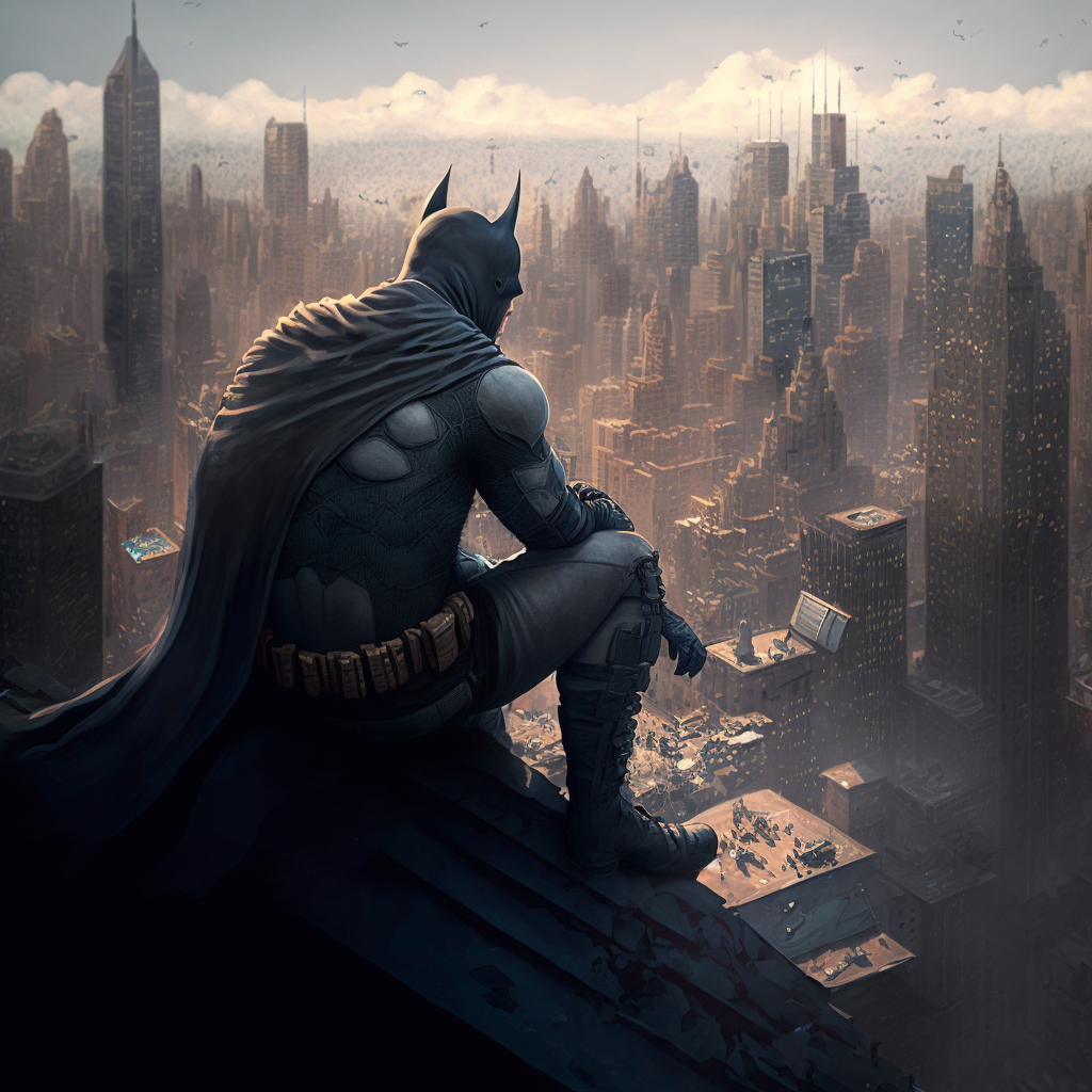 Batman sitting on a roof looking down at the city by NikotTroou on  DeviantArt