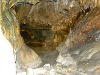 Crystal clear water in a cave