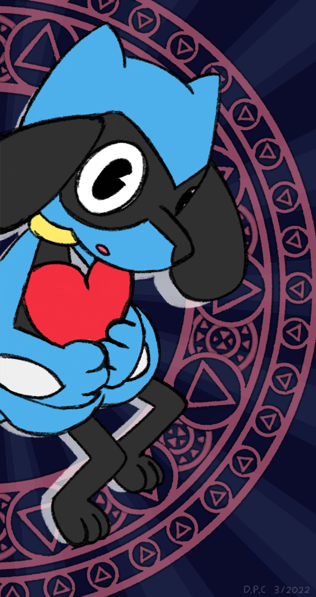 Pokemon Heart Scale Riolu Riolu With A Heart - Phone Wallpaper Trial Design by ...