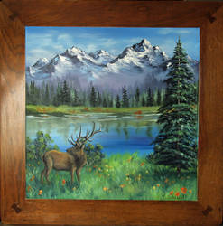 Elk on tabletop (oils)