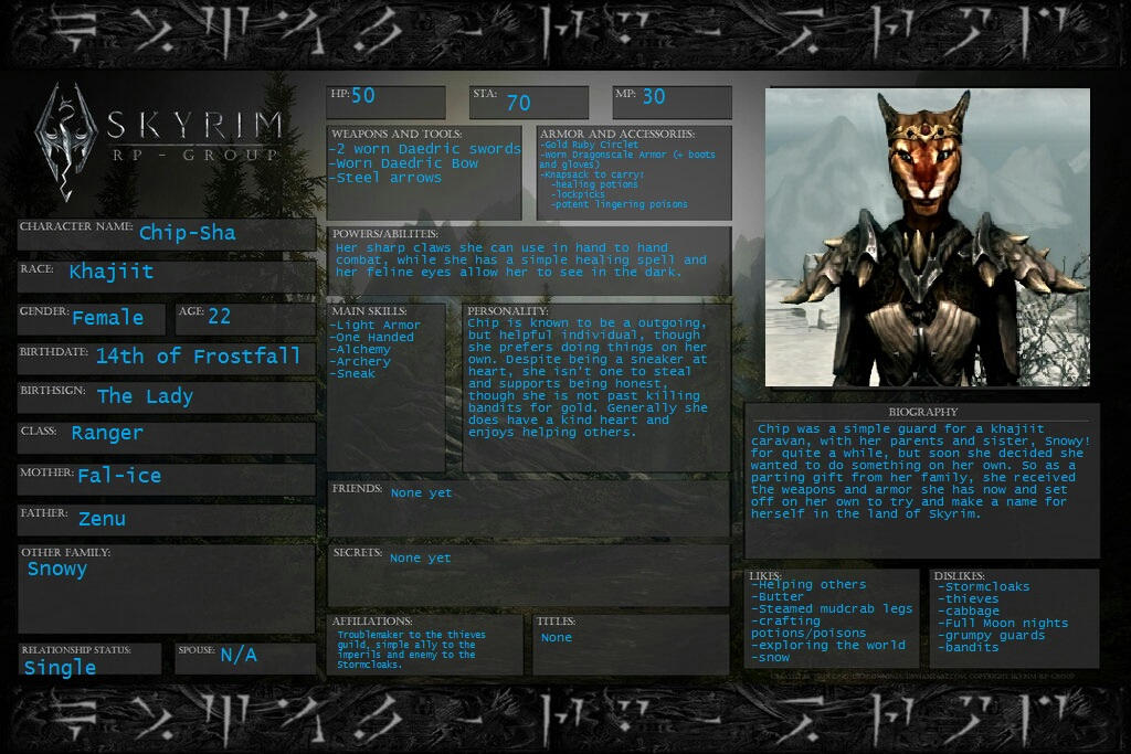 Skyrim Character Sheet by coop500 on DeviantArt