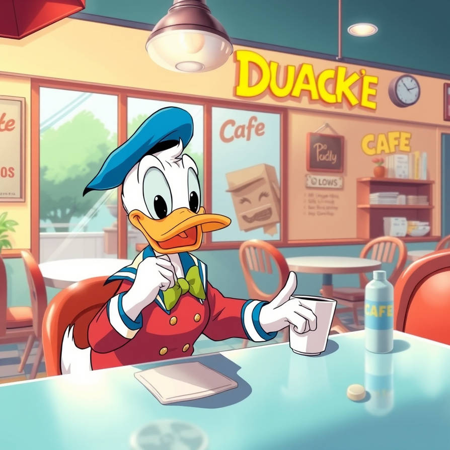 Donald duck in the 1950s Cafe