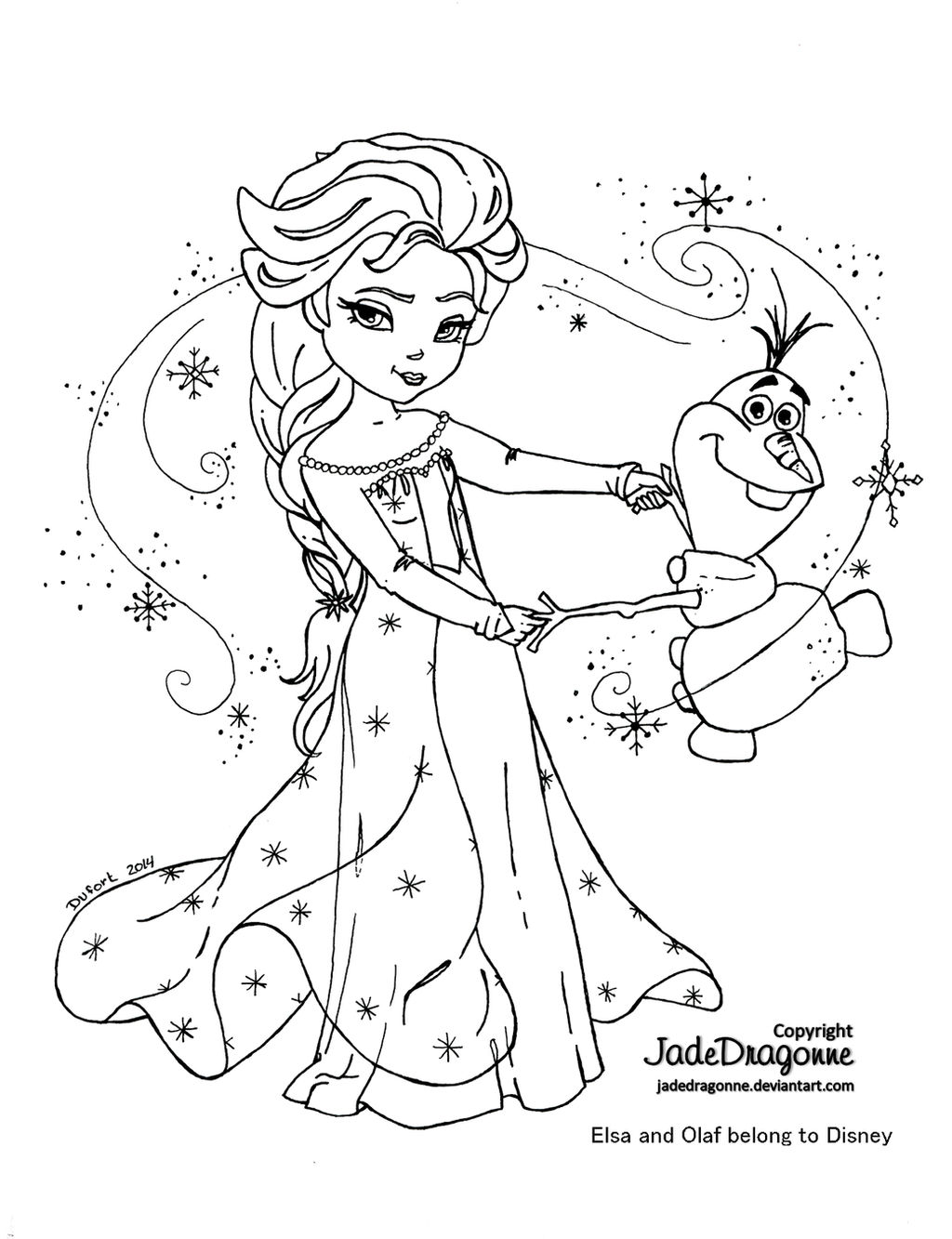 Elsa and Olaf - Lineart