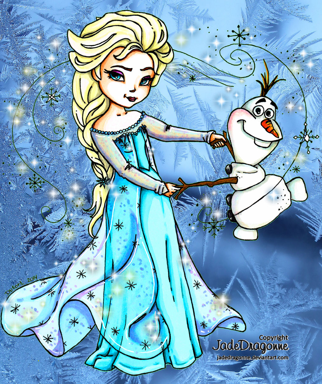 Elsa and Olaf - Colored