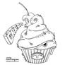 Monster cupcake - Lineart