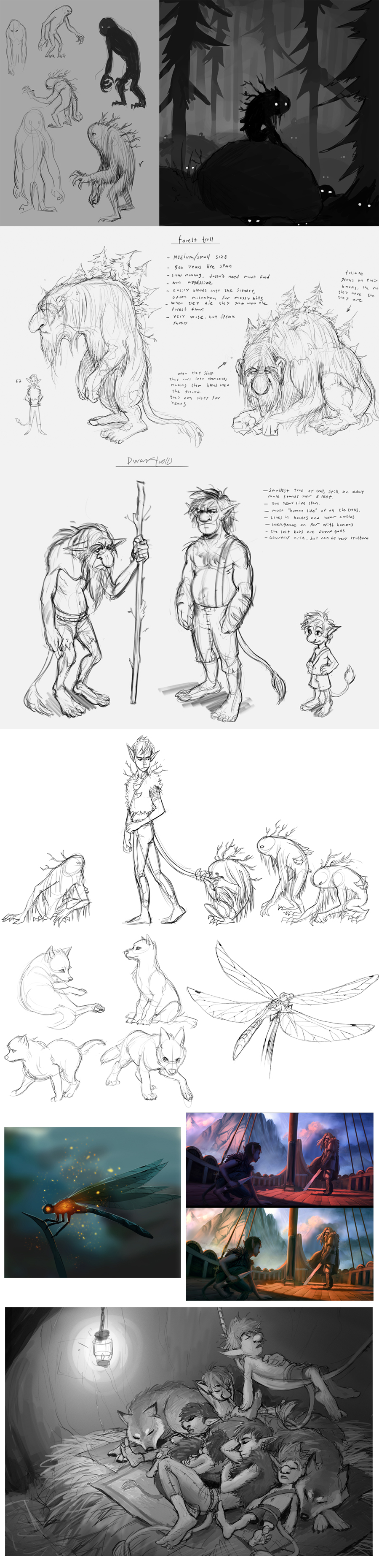 peter pan concept sketches 4: TROLLS etch