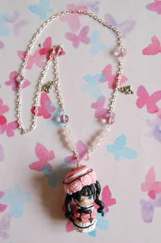 Handmade Black Butler necklace with clay charm