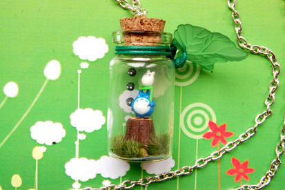 Totoro handmade necklace with bottled miniature