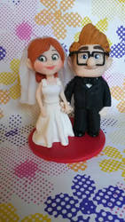 Pixar Up wedding cake topper in polymer c