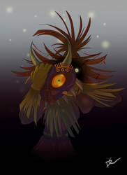 skull kid tearing off majora by Link-artist