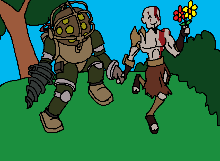 Big Daddy and Kratos are best friends. MSpaint