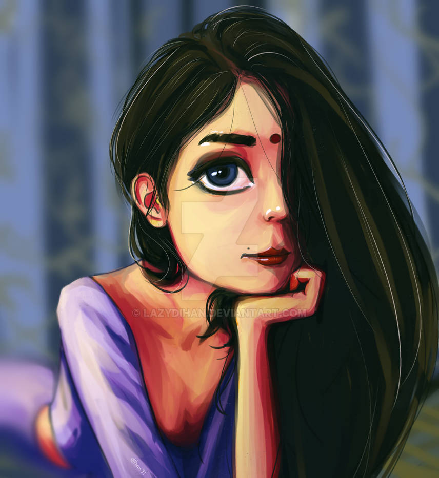 bengali girl digital illustration by LazyDihan on DeviantArt