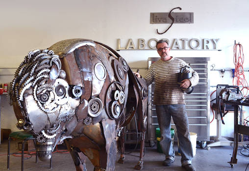 Bison Sculpture and artist