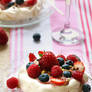 Pavlova with fruit sabayon