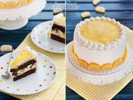 Lemon meringue chocolate cake