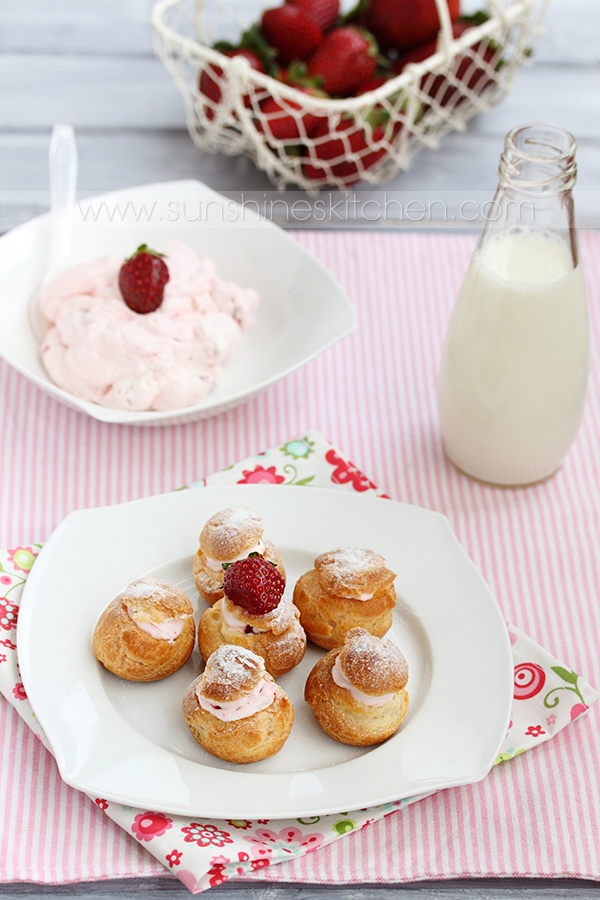 Strawberry profiteroles