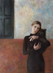 Selfportrait with a black cat