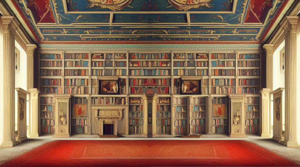 a renaissance room with a library by dofaust on DeviantArt