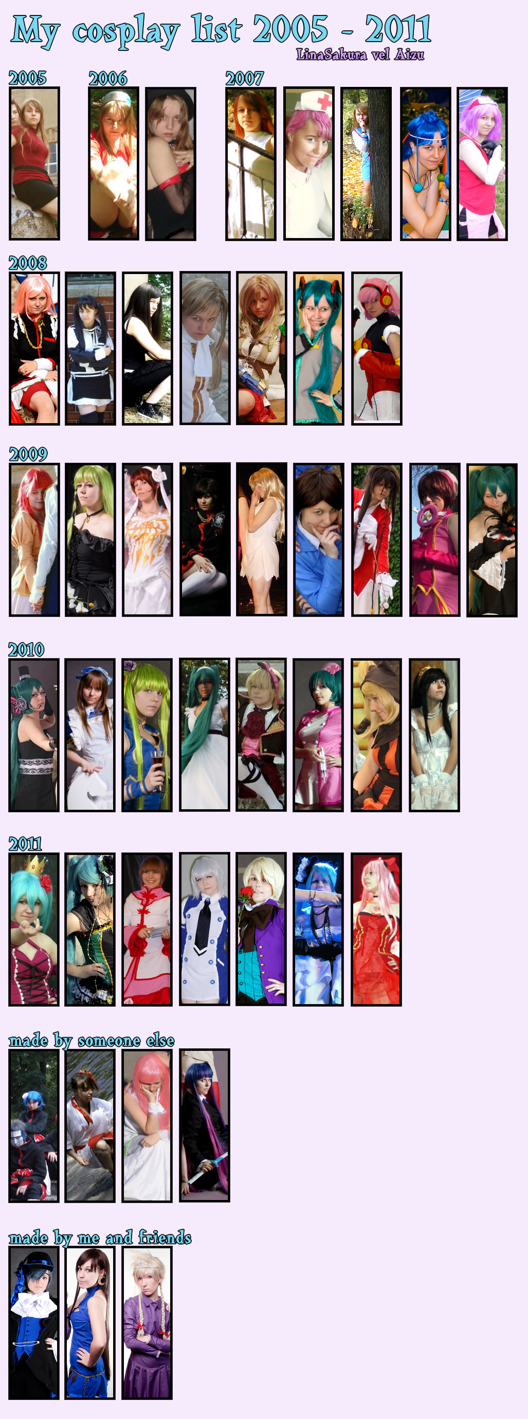 My cosplay list