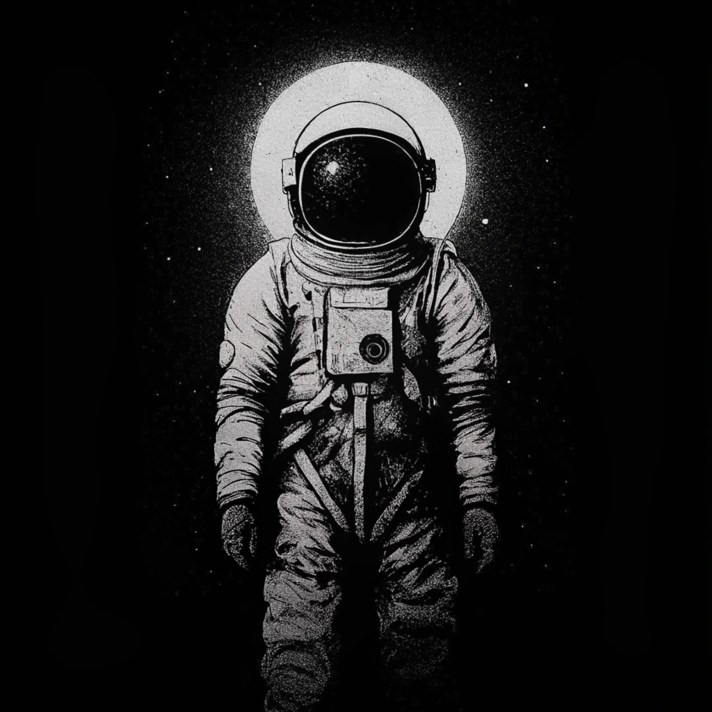 astrounaut in the shadows of a dark hole