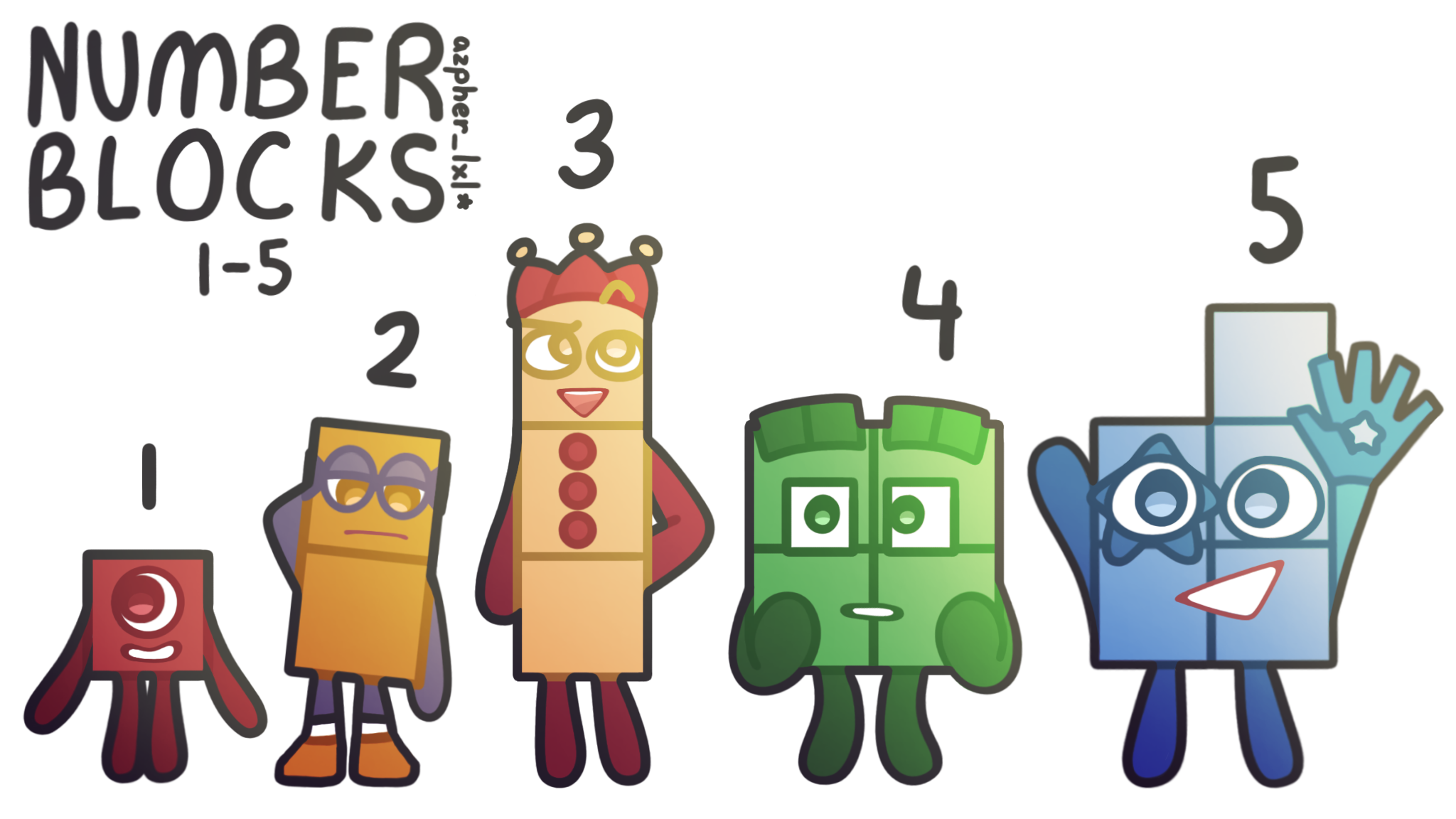 numberblocks 1-5 by azpher-lxl on DeviantArt