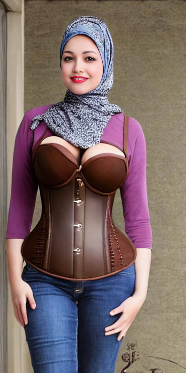 Brown-nomat-hijab-corset-jeans-noshoes-nobody-noac by kathrin