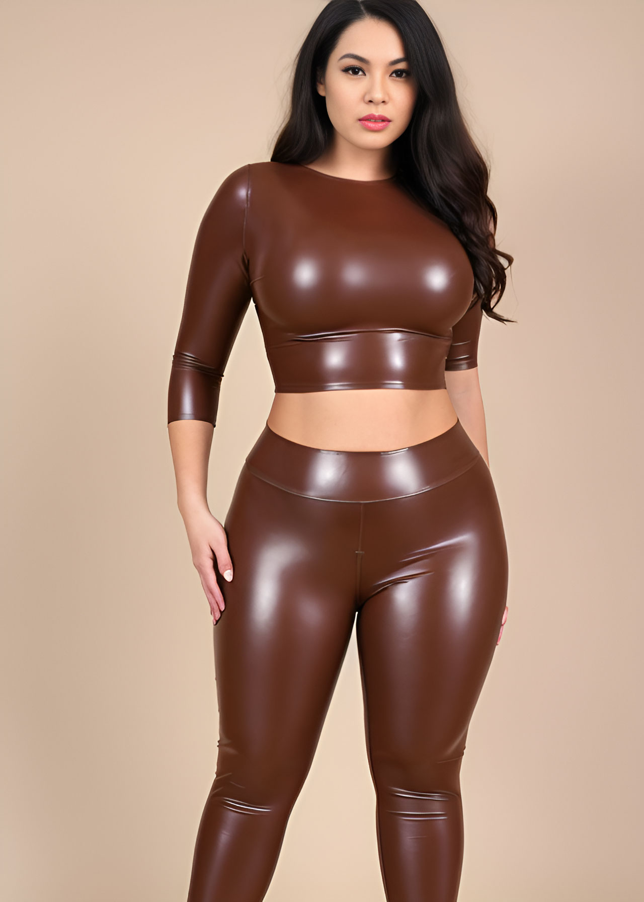 Two-phat-women-sealed-brown-rubber-pants-croptop-8 by kathrin-inaka on  DeviantArt