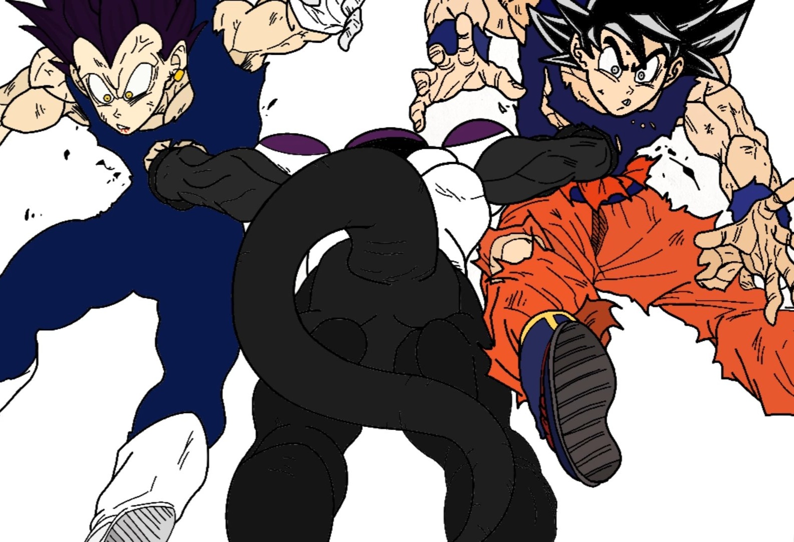 ➲ Arte digital: Goku, Vegeta, Freeza e Goku Black