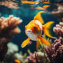 Beautiful gold fish in the sea water