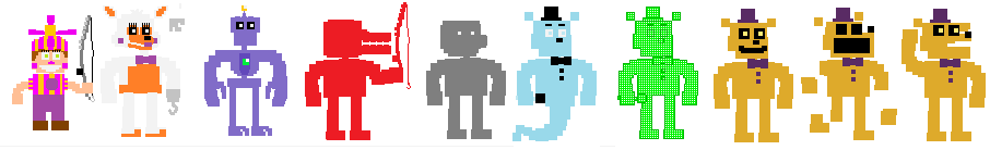 Fnaf world all sprites characters