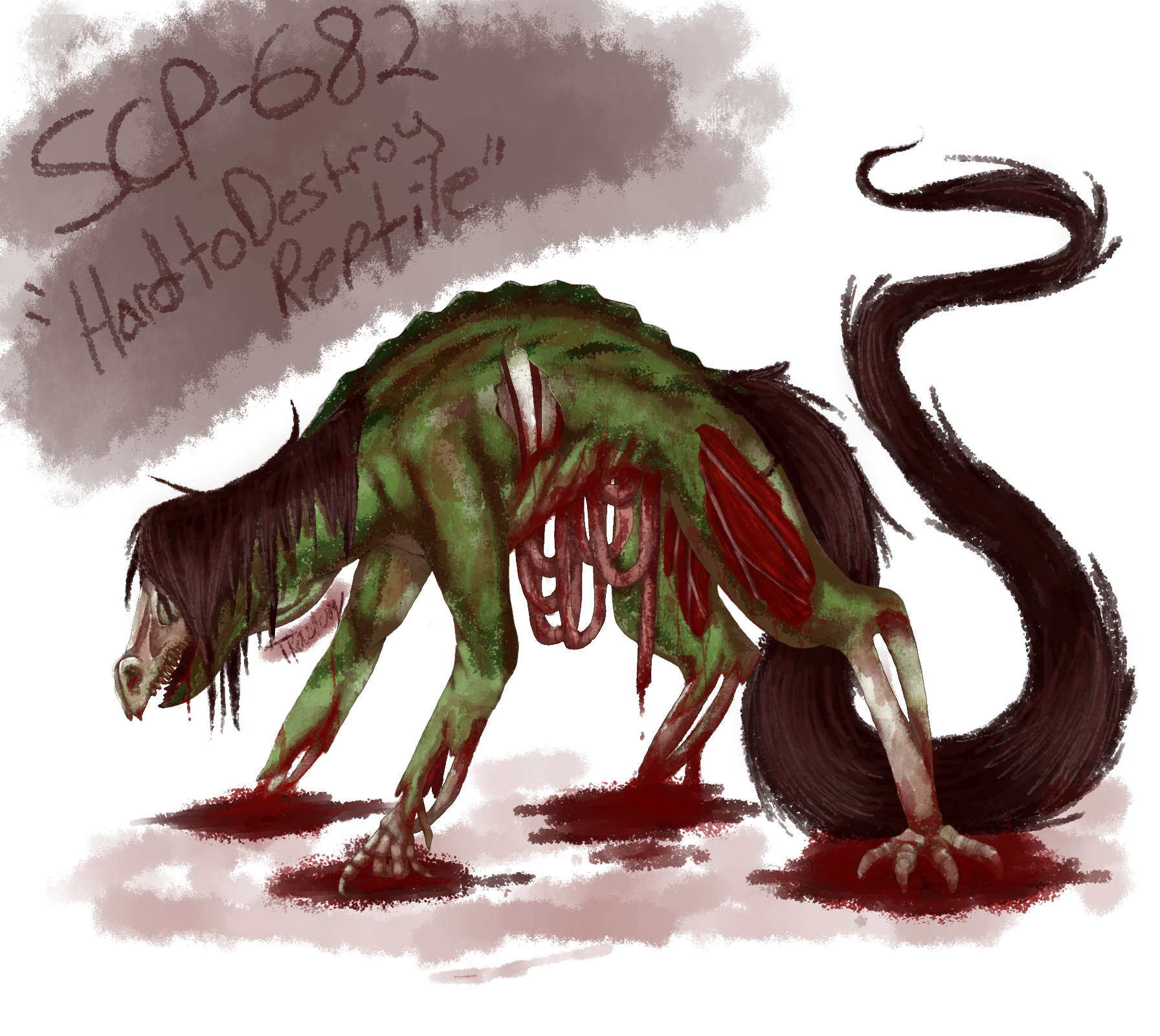 ChimericEcho ❁ on X: SCP-682 Hard-to-Destroy Reptile #SCP #SCPfoundation # SCP682 #fanart  / X