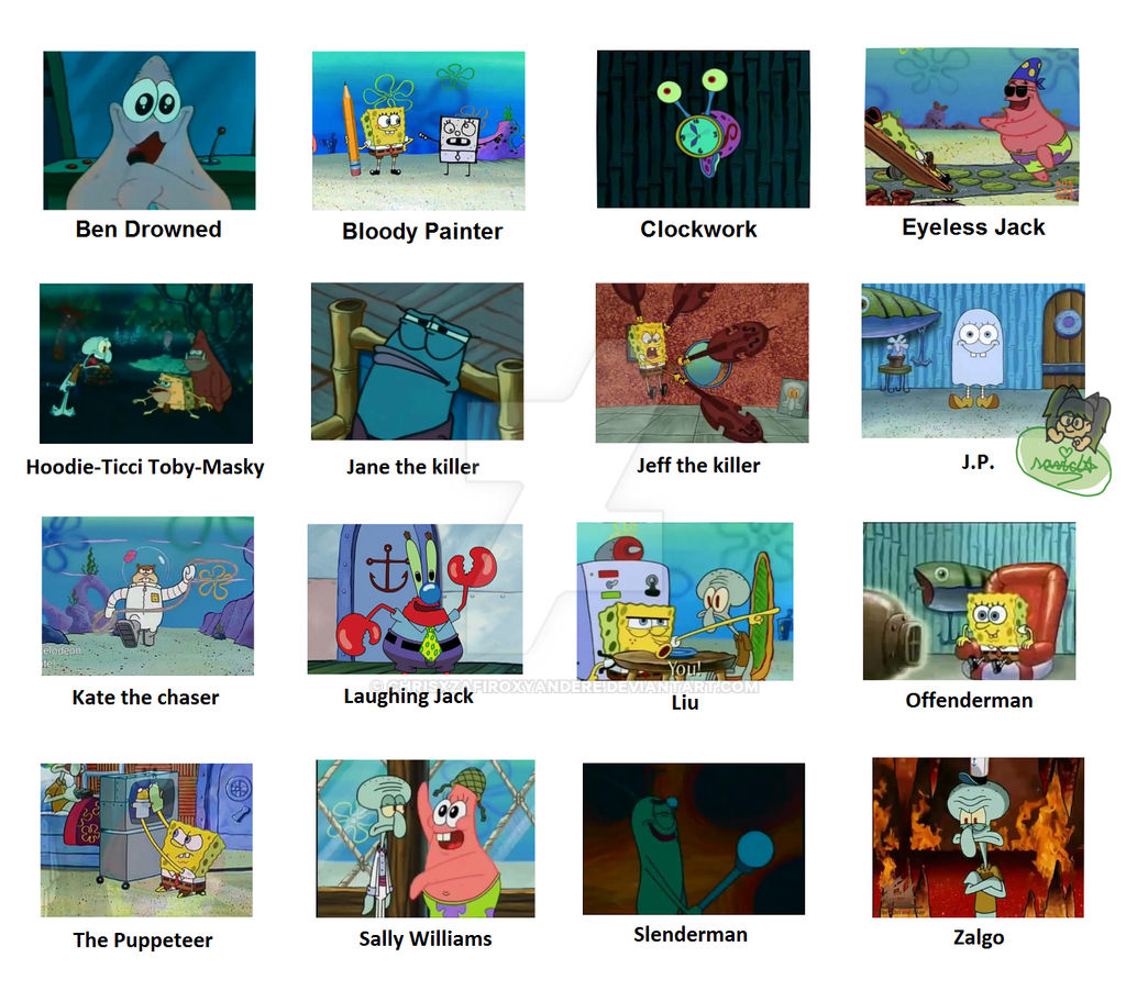Creepypastas portrayed in spongebob (meme) by ChrisxZafiroxYandere on ...