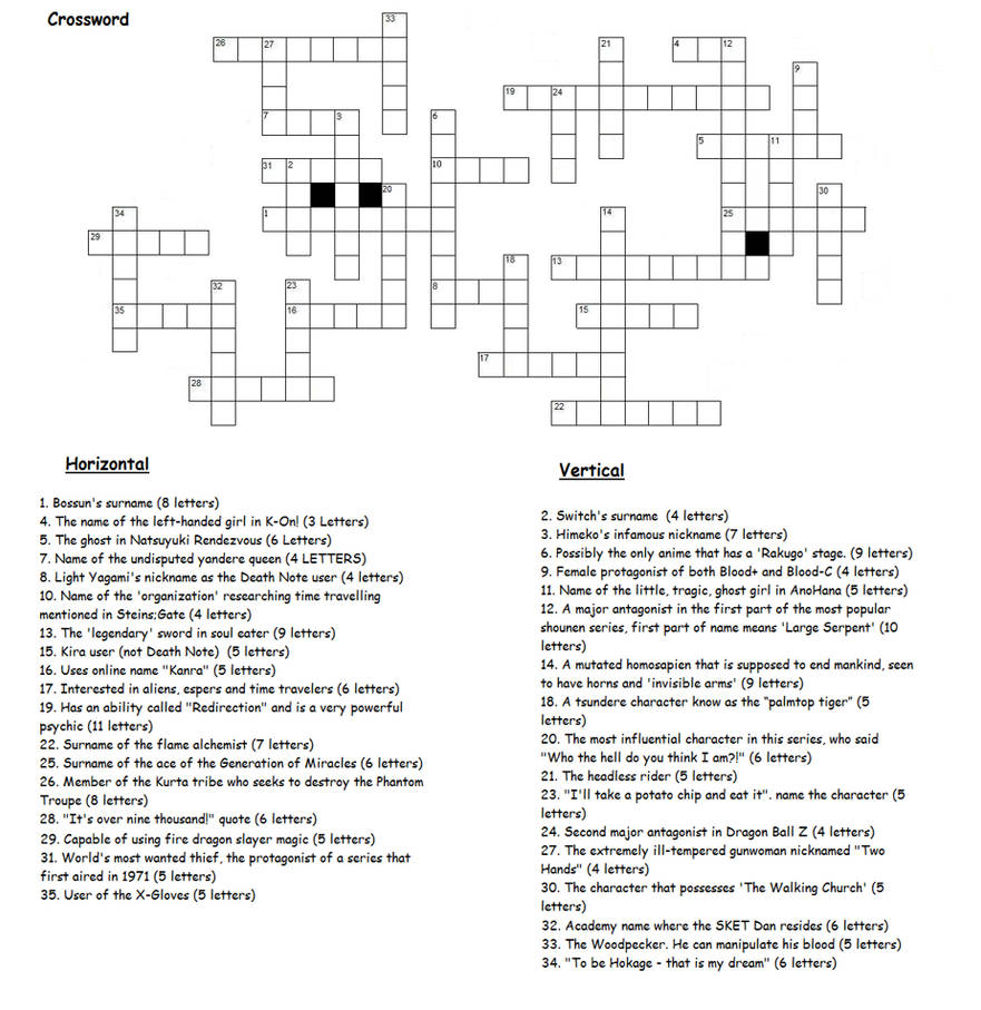 Anime Crossword by akuzaker on DeviantArt