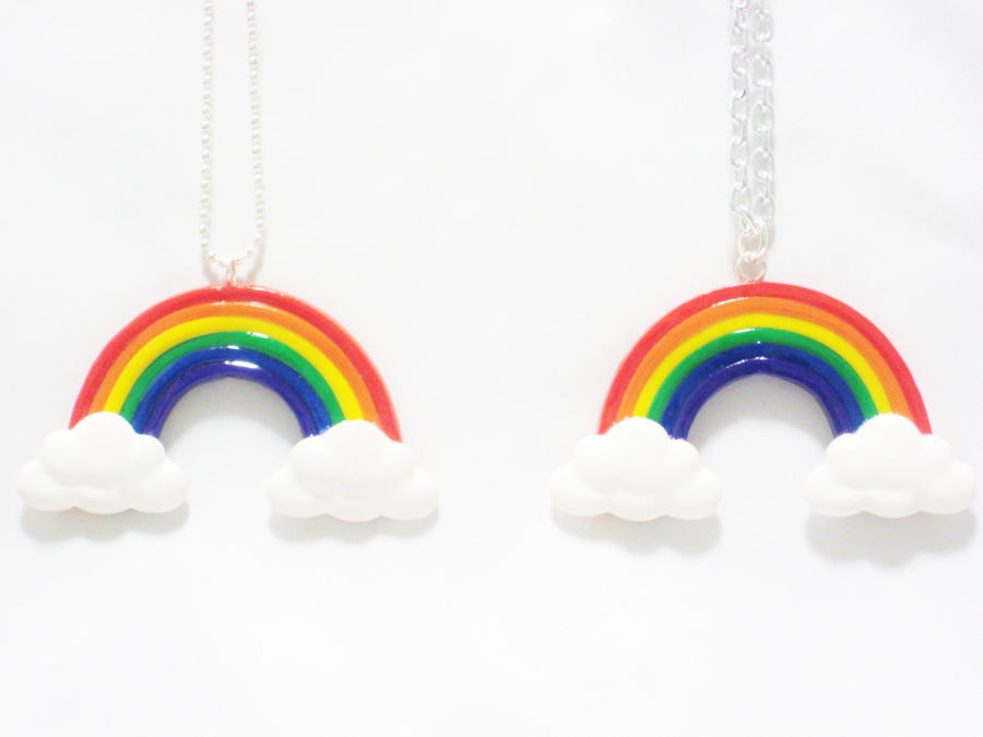 Super Cute Rainbow with Clouds Necklace