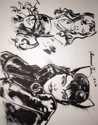 DC Catwoman, Batgirl, Zatanna Brush Tip Pen Practi