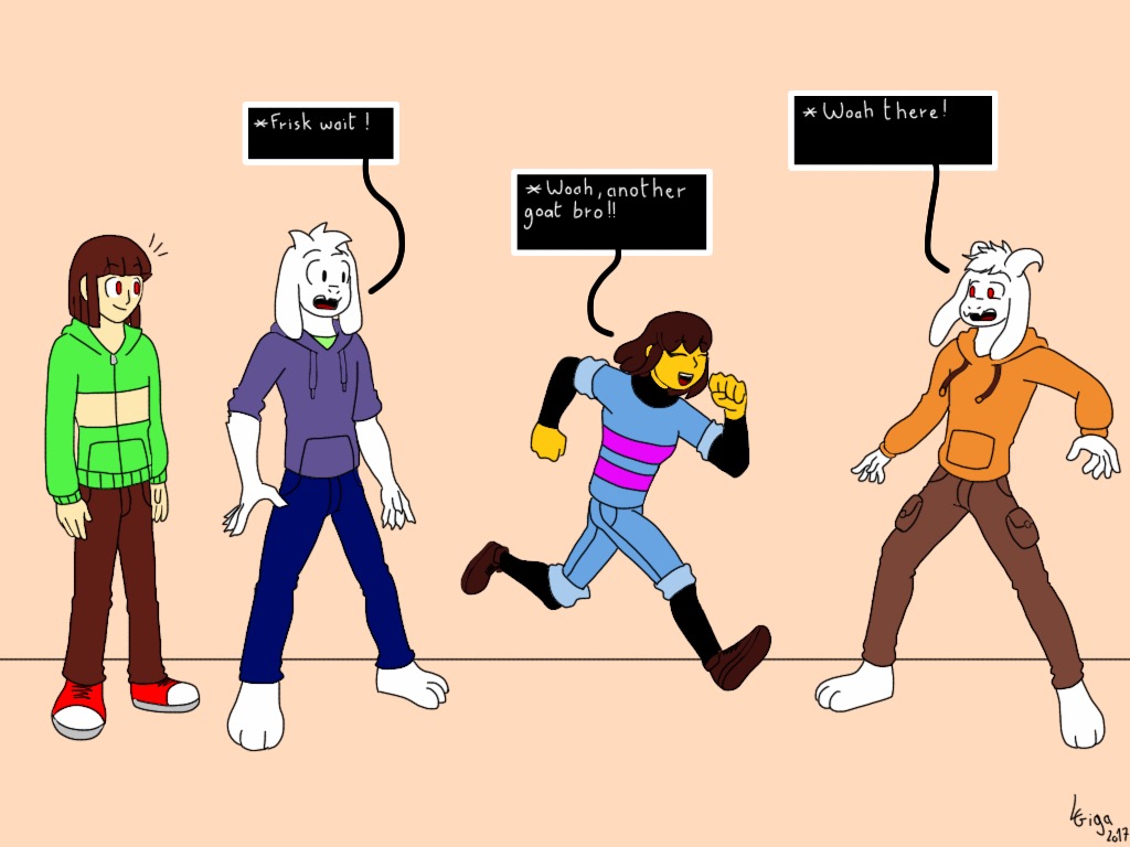 The Beyondtale trio meeting Synthetictale Asriel