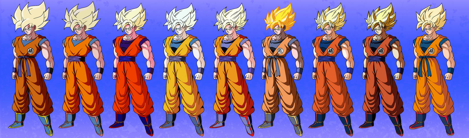 Goku colors comparisons #2 by Gigagoku30 on DeviantArt