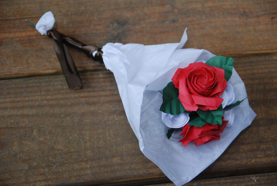 Origami Red Rose Wedding Bouquet