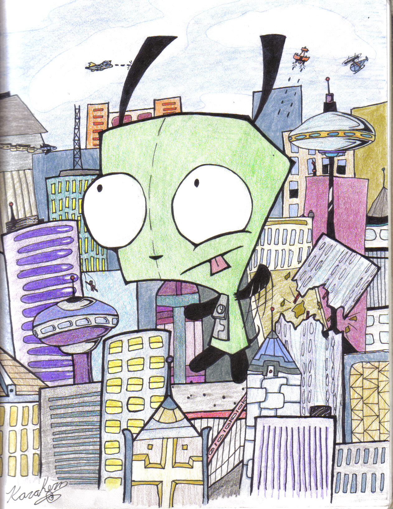 Giant Gir destroying city