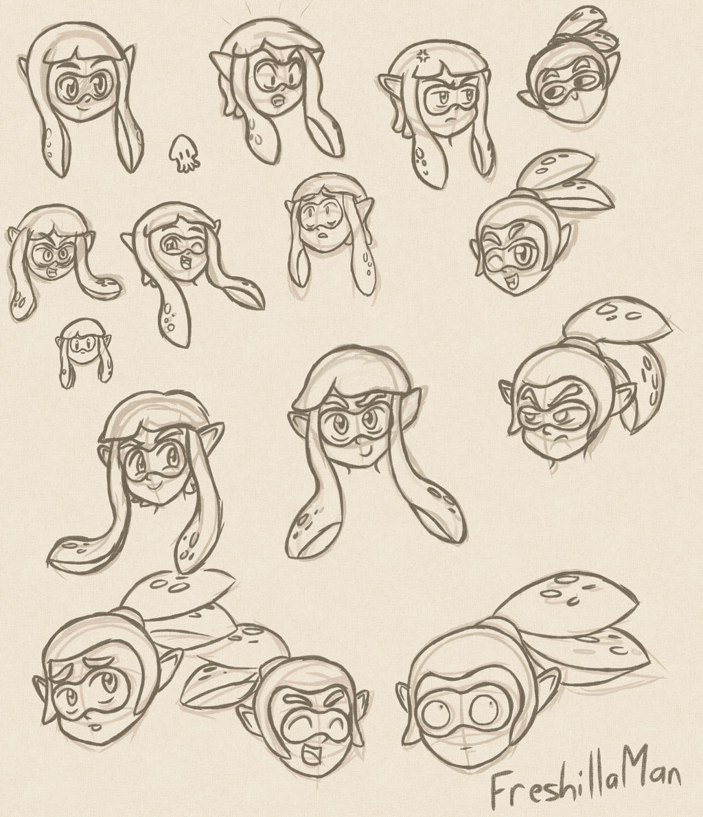Splatoon Draw Reference Splatoon Sketches by FreshillaMan on DeviantArt