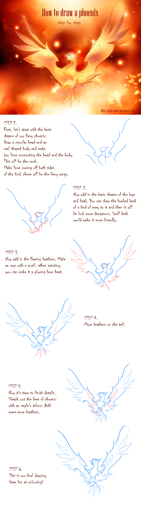 How to draw a phoenix step by step by Static-ghost on DeviantArt