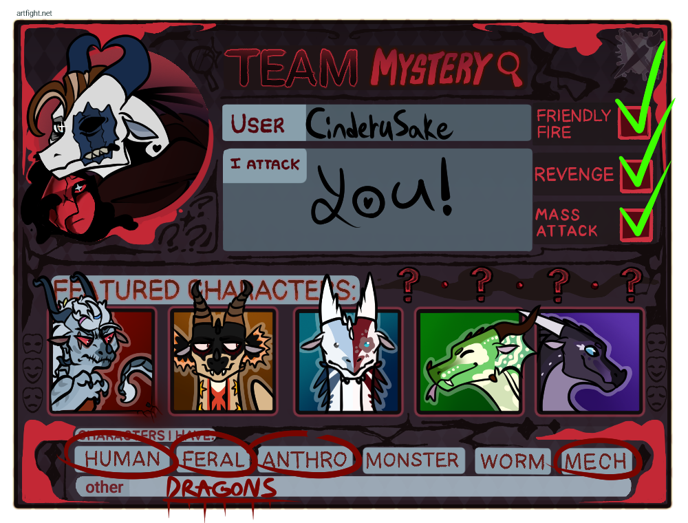 Artfight Team Card 2026! by Cinderou on DeviantArt