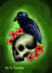 Skull and raven