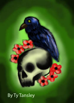 Skull and raven