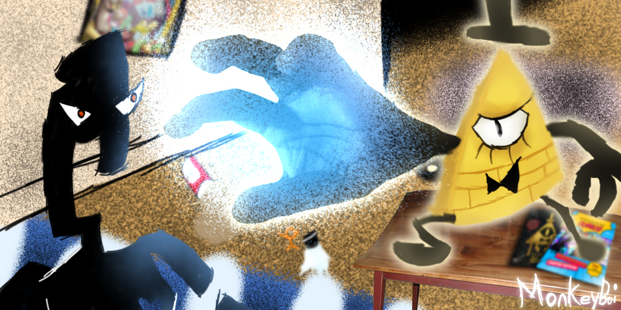 Mr. Nobody vs Bill Cipher | Artwork by MonkeyBoi9005 on DeviantArt