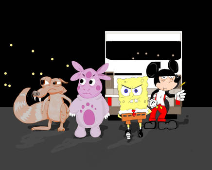 Cartoon Characters battle in Russia Road Rage vid