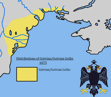 Distribution of Gotvian Goths ethnicity, 1875