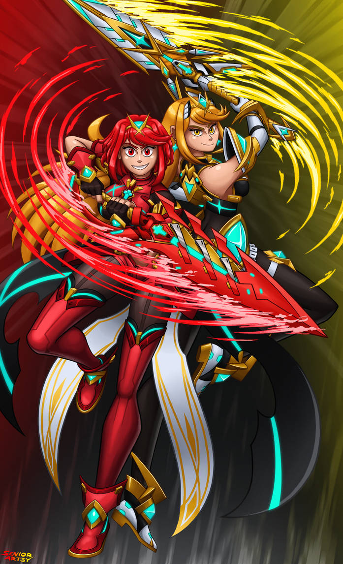 Double Trouble - Pyra and Mythra by SeniorArtsy on DeviantArt
