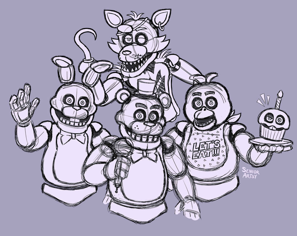 Stylized FNaF 1 Sketches by SeniorArtsy on DeviantArt