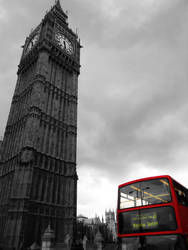 Big Ben and Double Decker Red Contrast